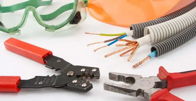 Electrical wiring repair with professional tools and safety equipment in Mansfield, TX
